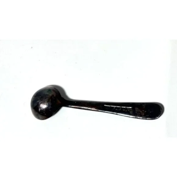Vintage Antique Patina Small Salt Cellar Spoon Nickel Silver - Picture 4 of 4
